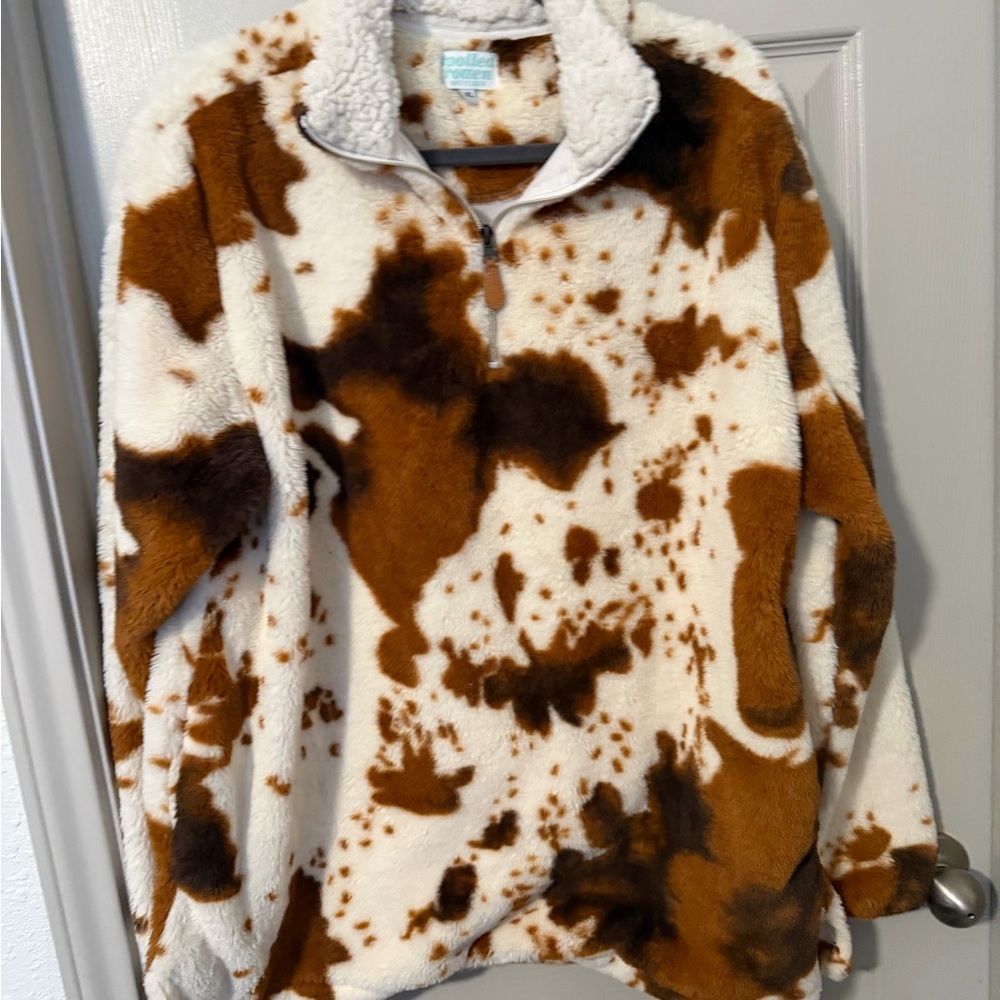 Cozy Sherpa Half-Zip Pullover Sweatshirt - Brown & Cream